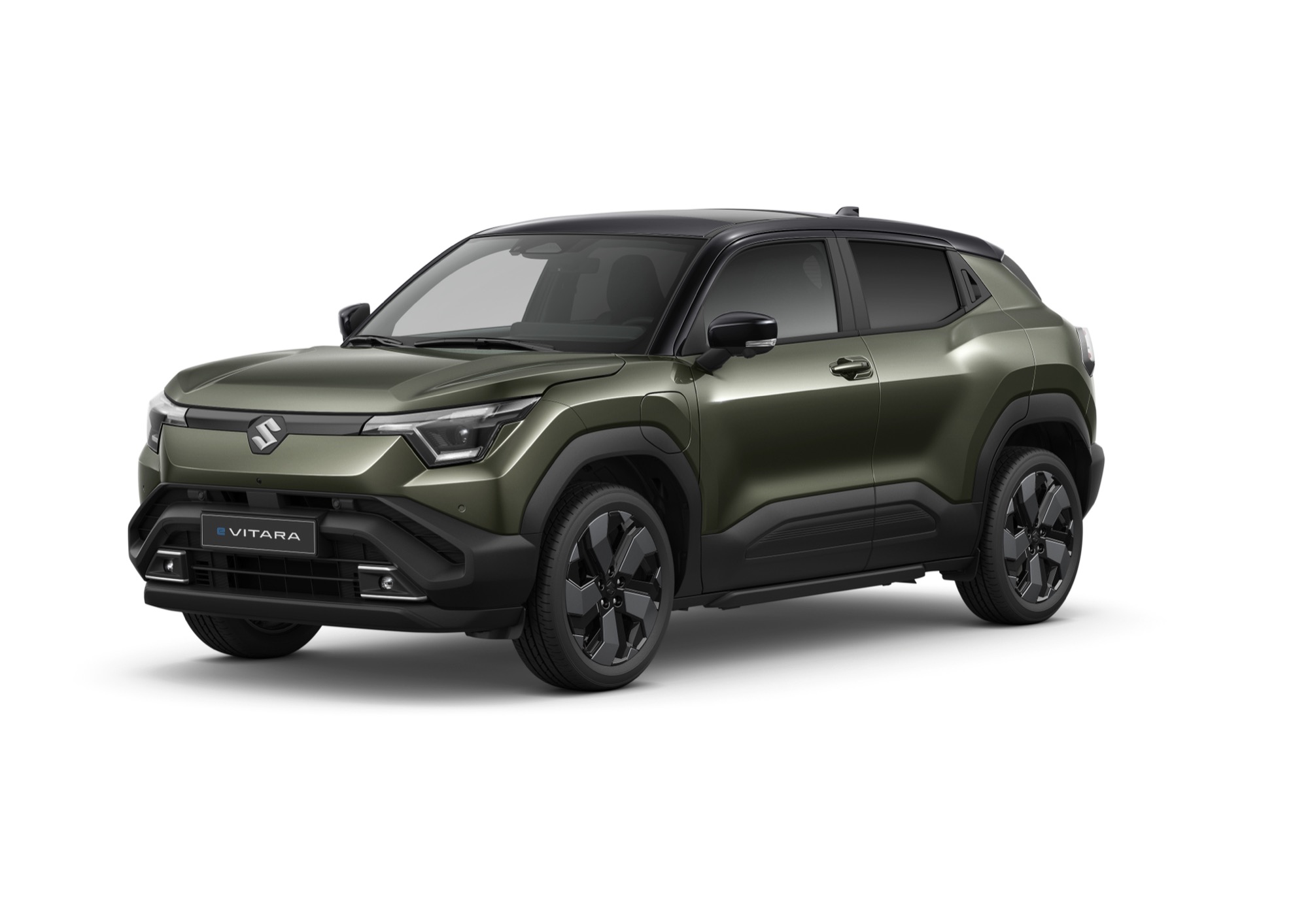 Suzuki e VITARA – kompaktes Elektro-SUV in Grün, Frontansicht